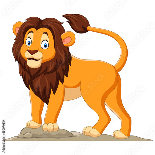 Cartoon happy lion on white background