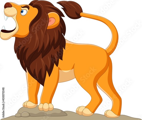 Cartoon lion roaring isolated on white background