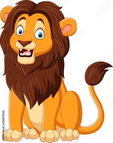 Cartoon funny lion on white background