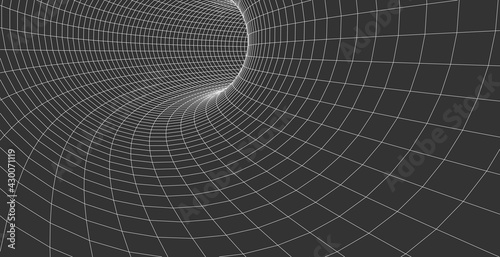 Fototapeta Naklejka Na Ścianę i Meble -  Abstract illustration. 3D corridor mesh. Frame tunnel.