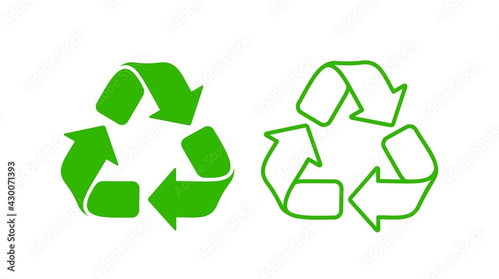 Recycle icon in flat and line style. Reuse mark for use in typography. Recycle symbol. Vector icon. Recycle icon in flat and line style. Reuse mark for use in typography. Recycle symbol. Vector icon.