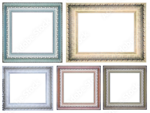 set of Vintage picture Frame isolated on white
