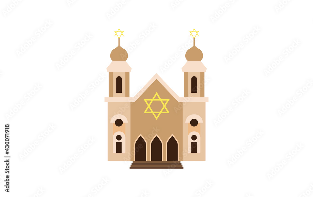 Synagogue building vector emoticon icon. Isolated Synagogue colored emoji symbol. Synagogue icon