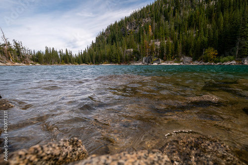 USA Washington state mountains and mountain lake. Emerald water. HDR TOURISM AND TRAVEL