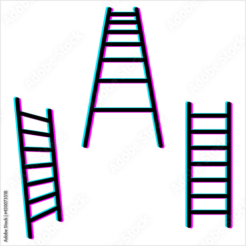 Ladder Glitch Icon, Vertical, Inclined Self Supporting Steps