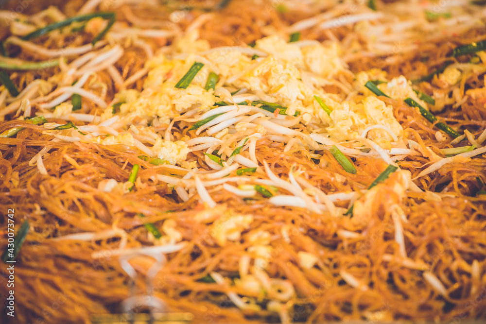Pad Thai, stir-fried rice noodles with egg, vegetable