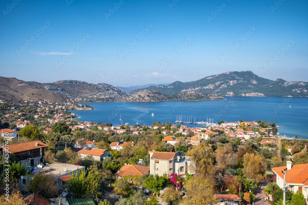 Landscape of the Selimiye village in Mugla Province, Turkey