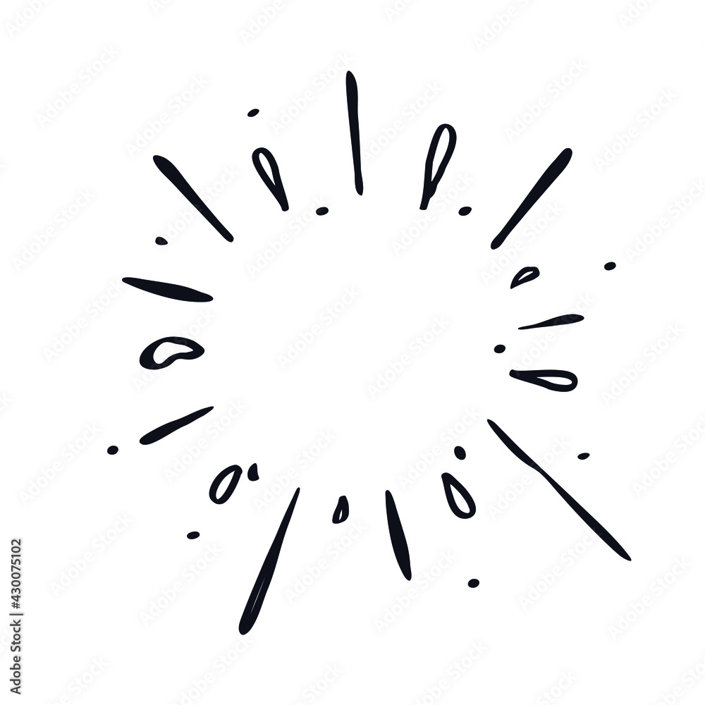 Firework doodle logo icon sign Festive drops dots symbol emblem decoration elements Hand drawn ink design Cartoon children's style Fashion print clothes apparel greeting invitation card flyer poster