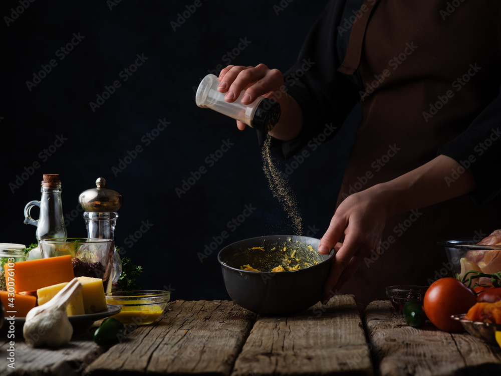 Chef Prepares Cheese Sauce For Cooking Italian Pasta Illustration Cookbook Recipe Chef Prepares Cheese Sauce For Cooking Italian Pasta Illustration Cookbook Recipe