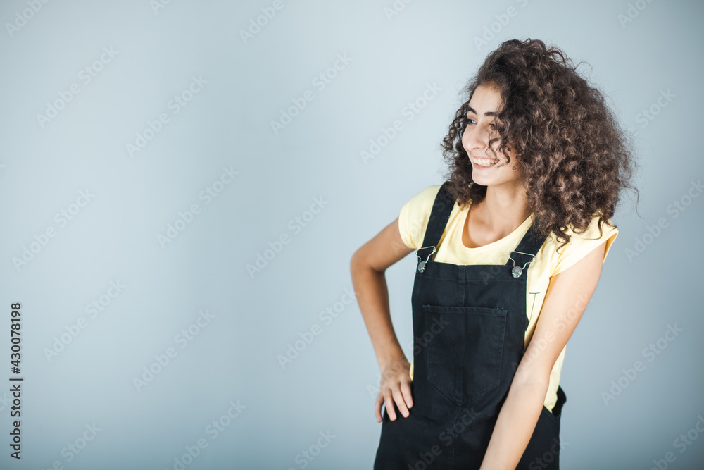 Fototapeta premium happy girl with curly hair