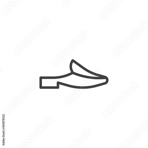 Mules shoes line icon