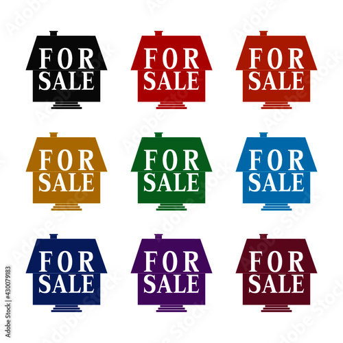 Home for sale icon isolated on white background color set