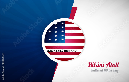 Happy national day of Bikini Atoll greeting background. Abstract Bikini Atoll country flag illustration photo