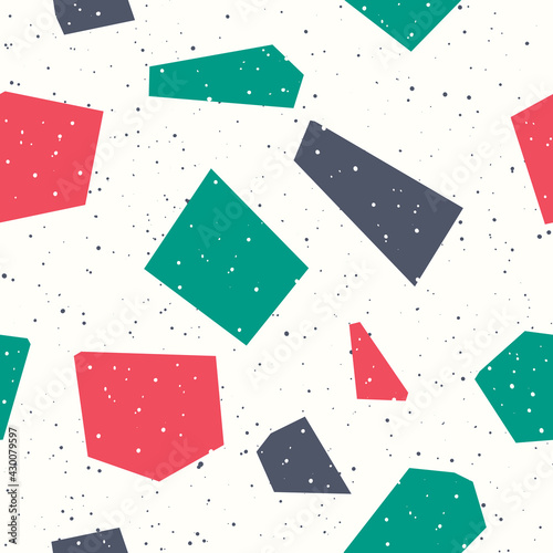 Terrazzo flooring vector seamless pattern. Classic venetian terrazzo style of floor of stone, granite, quartz