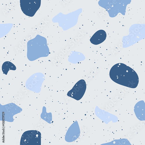 Terrazzo flooring vector seamless pattern. Classic venetian terrazzo style of floor of stone, granite, quartz