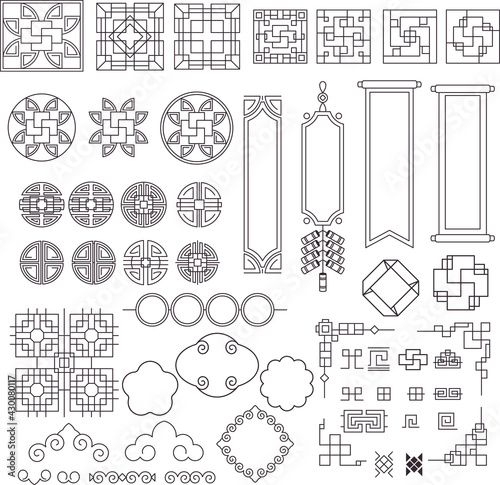 Set of Chinese, Japanese and Asian traditional decoration