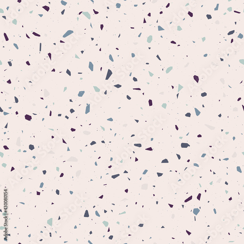 Terrazzo flooring vector seamless pattern. Classic venetian terrazzo style of floor of stone, granite, quartz