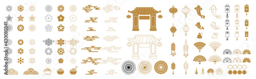 Set of Chinese, Japanese and Asian traditional decoration