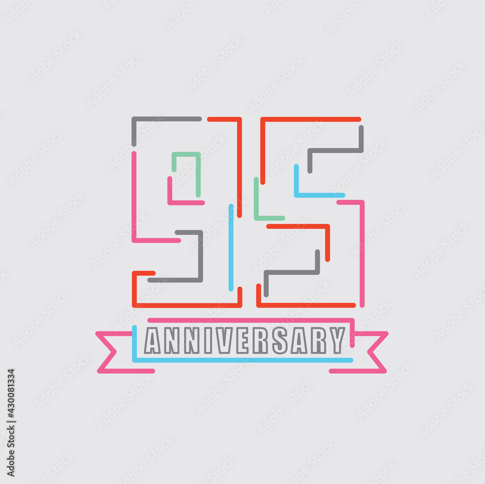 95th Years Anniversary Logo Birthday Celebration Abstract Design Vector Illustration.