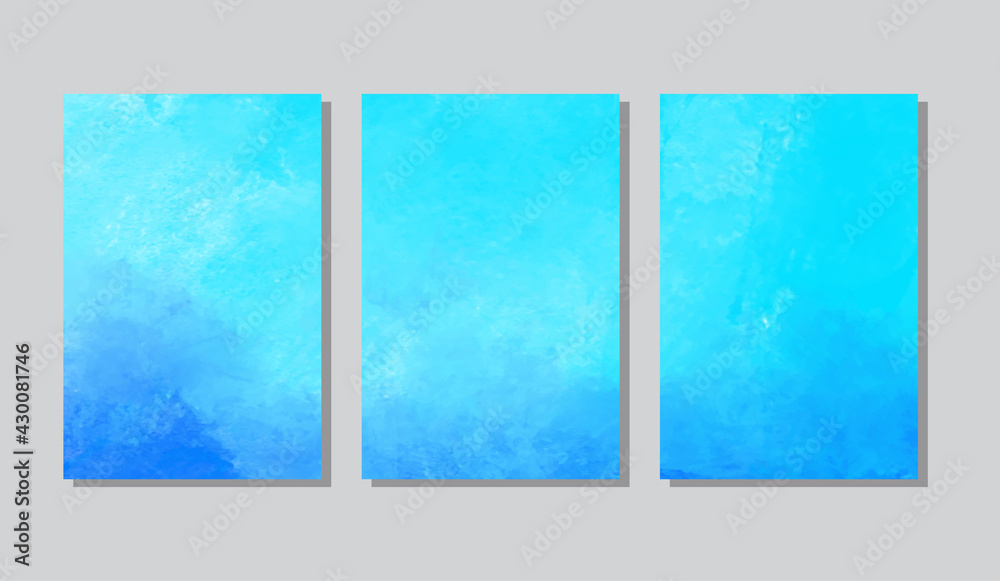Vector abstract color paint blue banner set.