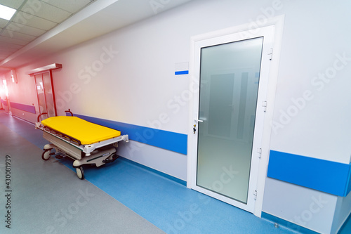 Photography Clinical healthcare corridor with doors in ward