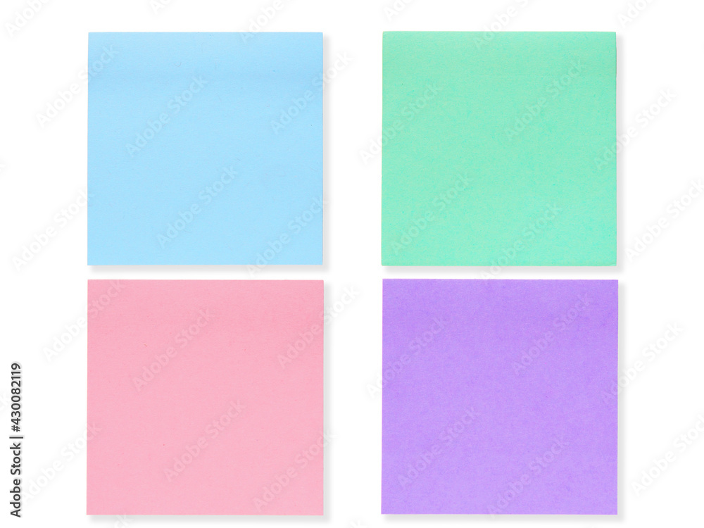 Multicolor square notepaper (post-it note) isolated on a white background. Stationery and office supplies.. Multicolor square notepaper (post-it note) isolated on a white background. Stationery and office supplies..