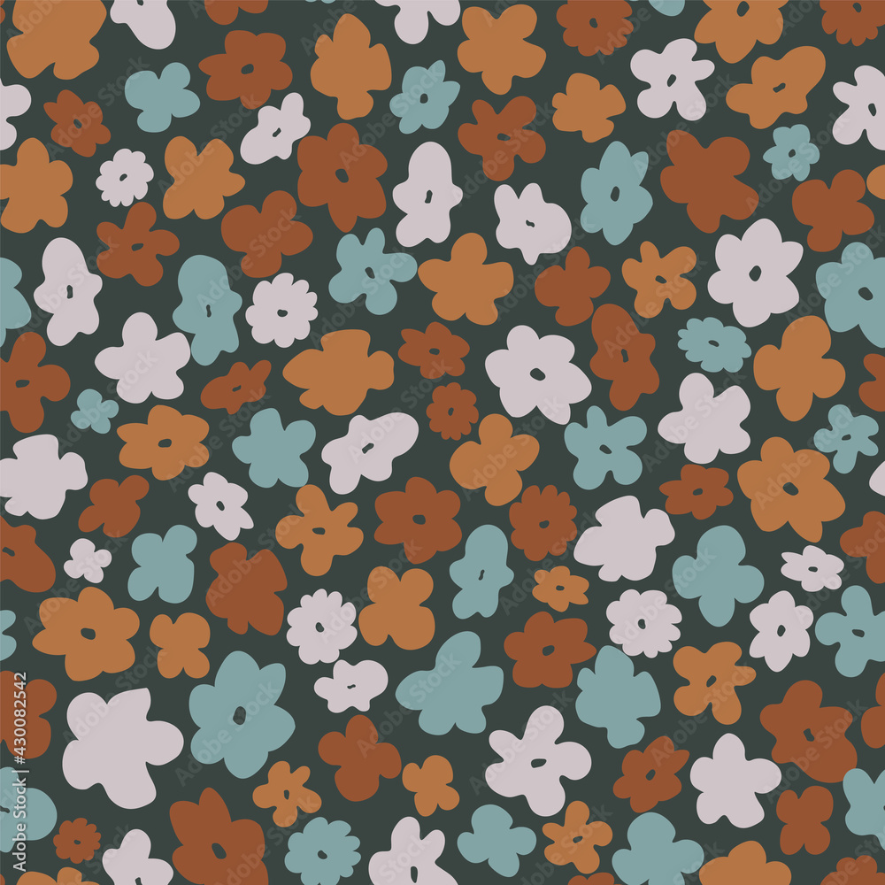 Vector naive hand drawn daisy bloom seamless pattern Vector naive hand drawn daisy bloom seamless pattern