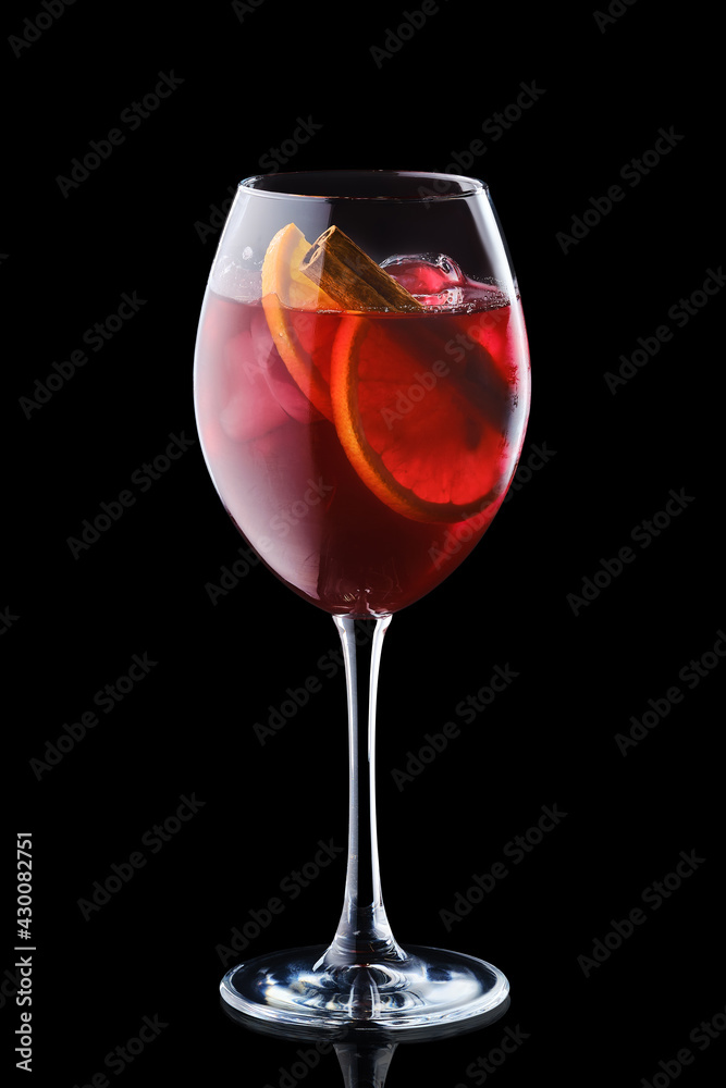 Pear and apple sangria in a wine glass