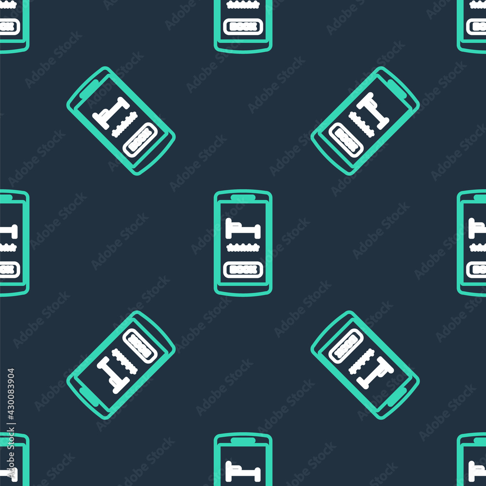 Line Online hotel booking icon isolated seamless pattern on black background. Online booking design concept for mobile phone. Vector Line Online hotel booking icon isolated seamless pattern on black background. Online booking design concept for mobile phone. Vector