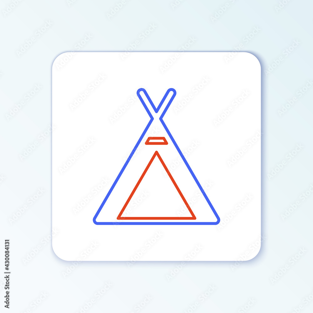 Line Tourist tent icon isolated on white background. Camping symbol. Colorful outline concept. Vector Line Tourist tent icon isolated on white background. Camping symbol. Colorful outline concept. Vector