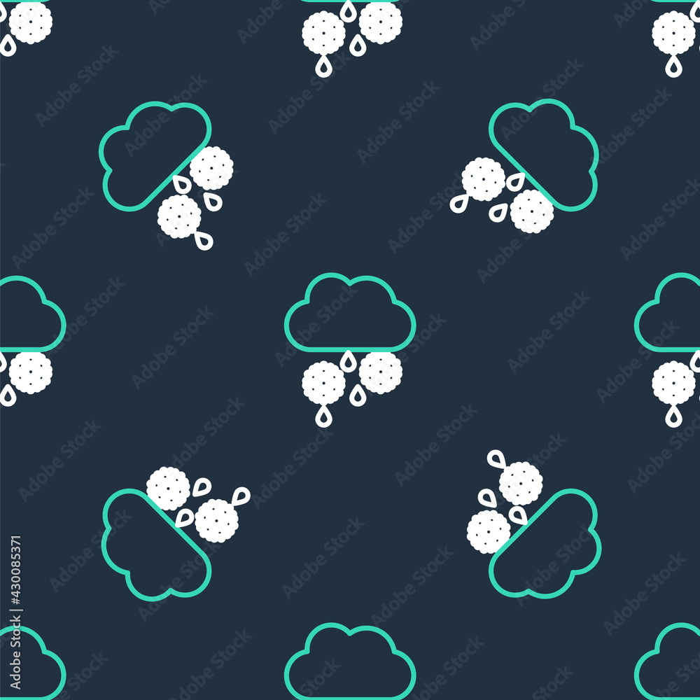 Line Cloud with snow and rain icon isolated seamless pattern on black background. Weather icon. Vector Line Cloud with snow and rain icon isolated seamless pattern on black background. Weather icon. Vector