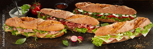 Collection of delicious sub sandwiches