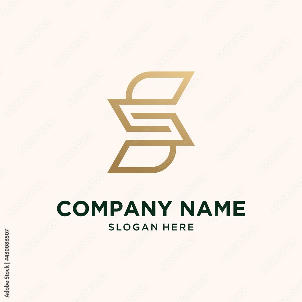 Abstract technology logo letter s Abstract monogram logo s letter design set in gold color Abstract technology logo letter s Abstract monogram logo s letter design set in gold color