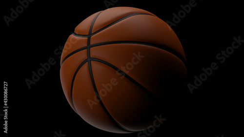 Isolated Basketball on Black Background 3d Rendering