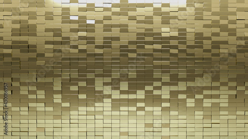 Wallpaper Mural Polished, 3D Wall background with tiles. Rectangle, tile Wallpaper with Gold, Luxurious blocks. 3D Render Torontodigital.ca