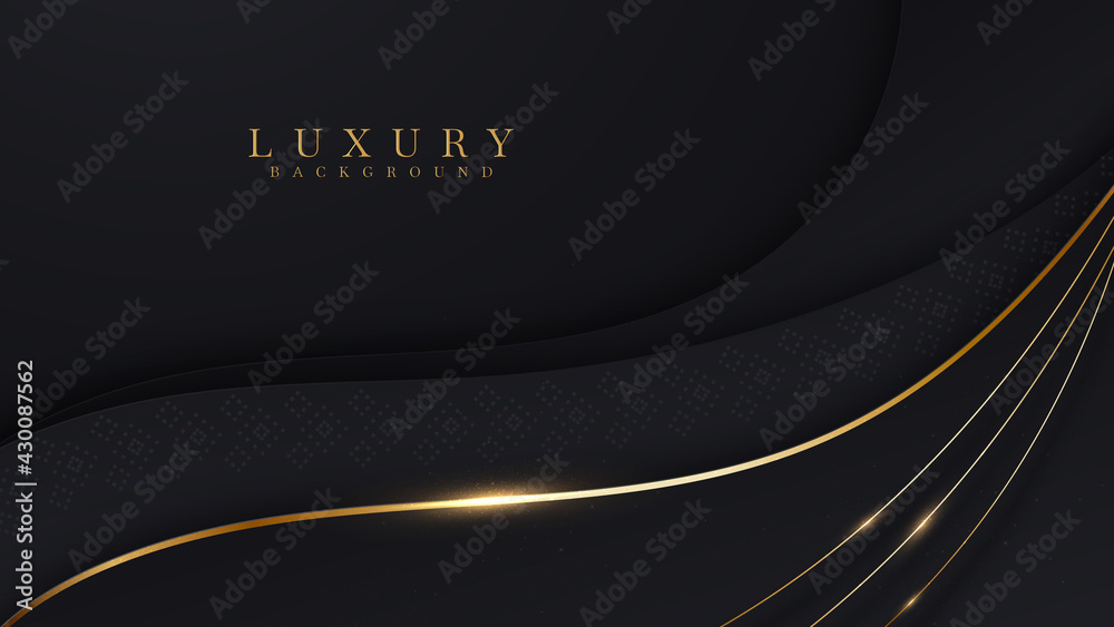 Curve golden line on black shade background. Luxury realistic concept. 3d  paper cut style. Vector illustration for design. Stock Vector | Adobe Stock