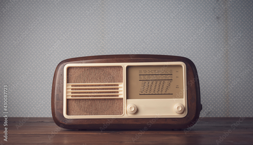Vintage radio and retro wallpaper Stock Photo | Adobe Stock