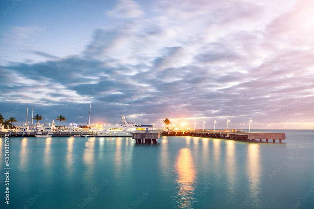 Key West Port at sunset in Florida, USA