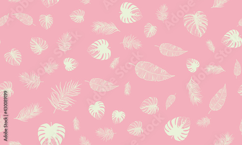 Tropical leaves pattern. Hand drawn illustration. 