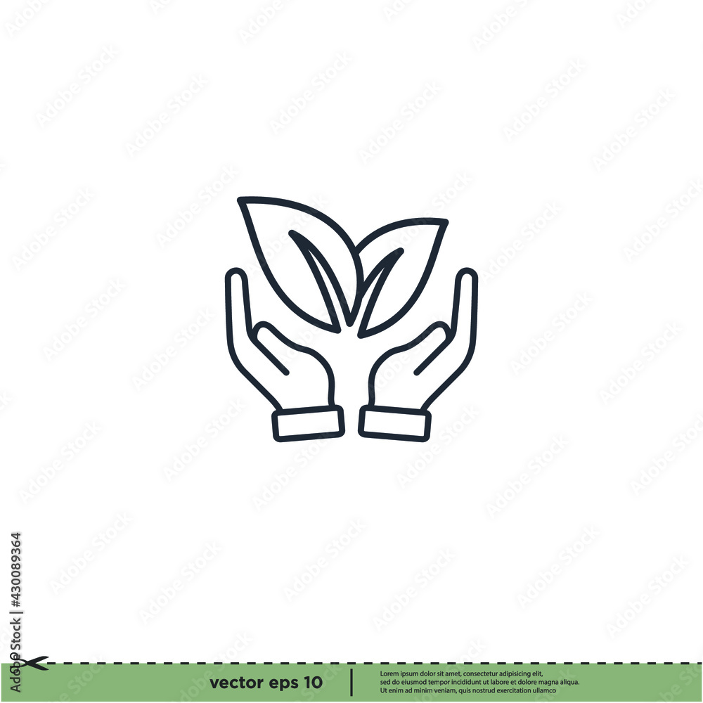 hand and leaf icon save nature symbol logo template hand and leaf icon save nature symbol logo template