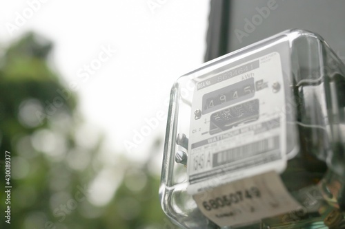 Cuadro en lienzo Bangkok, Thailand - 25 Apr 2021: Electricity meter for use in home appliances with a copy area, a modern technology that can accurately and clearly monitor the electricity consumption of a home
