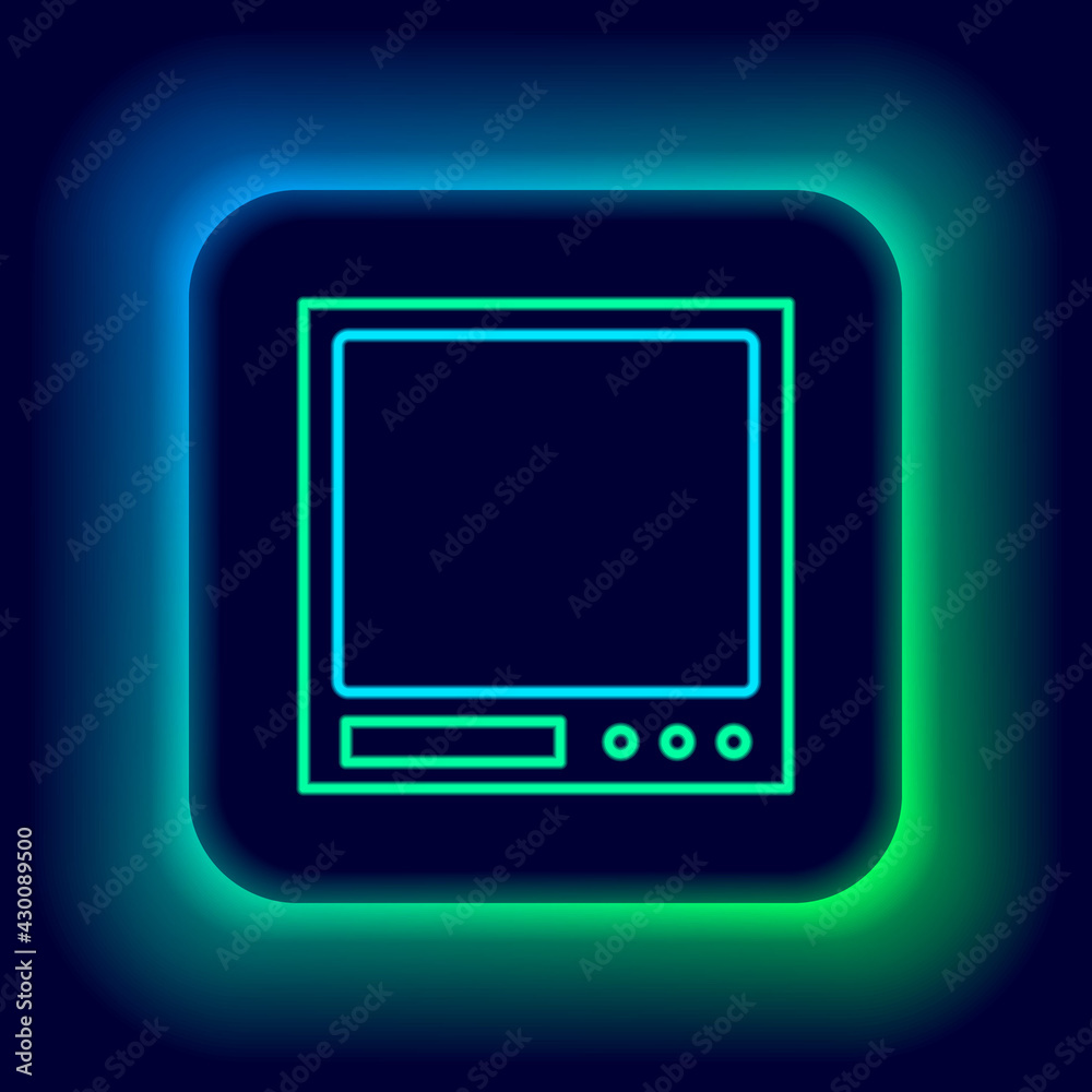 Glowing neon line Electronic scales icon isolated on black background. Weight measure equipment. Colorful outline concept. Vector Glowing neon line Electronic scales icon isolated on black background. Weight measure equipment. Colorful outline concept. Vector