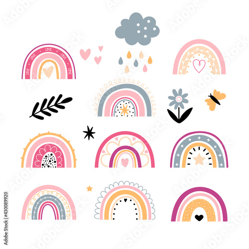 Set of rainbows childish style