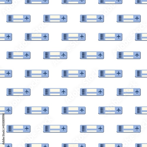 Flight ticket. Seamless pattern for textiles and packaging. Vaccinations and new travel. Vector illustration