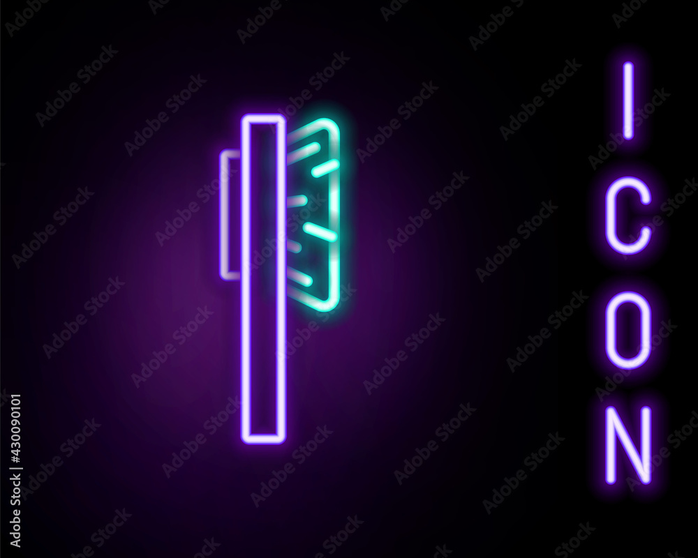 Glowing neon line Hairbrush icon isolated on black background. Comb hair sign. Barber symbol. Colorful outline concept. Vector