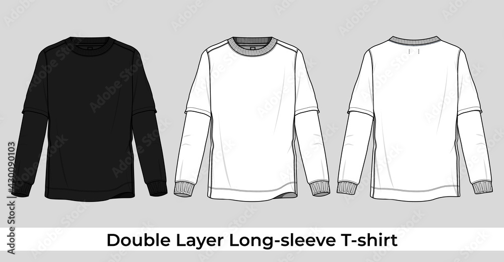 aktivitet slap af Skoleuddannelse Double layer long sleeve t-shirt Stock Vector | Adobe Stock