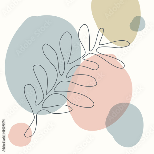 abstract shapes and floral outlined element artistic texture, soft pastel earthy color palette modern background, wall art contemporary minimalsit square print, vector illustration graphic