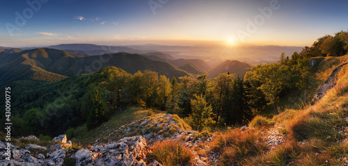Beautiful Landscape  with mountain and forest at sunrise, Slovakia Fatra photo