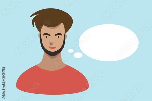 Man talking, speaking. Flat illustration.