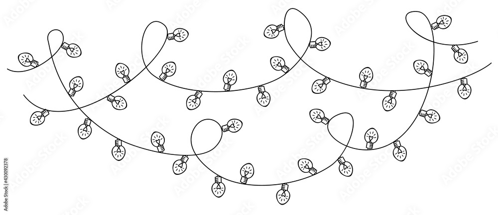 christmas new year wedding celebration party hanging string lights decoration garland, vector illustration festive graphic